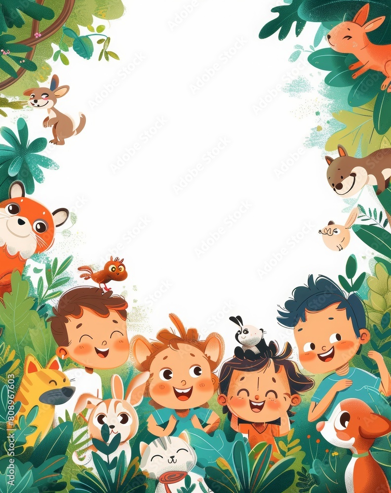 Naklejka premium Happy childrens day celebration, vector graphic, AI generated
