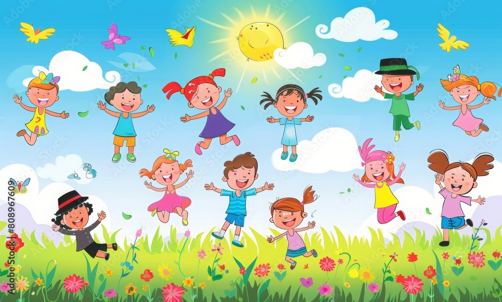 Happy childrens day celebration, vector graphic, AI generated Happy childrens day celebration, vector graphic, AI generated