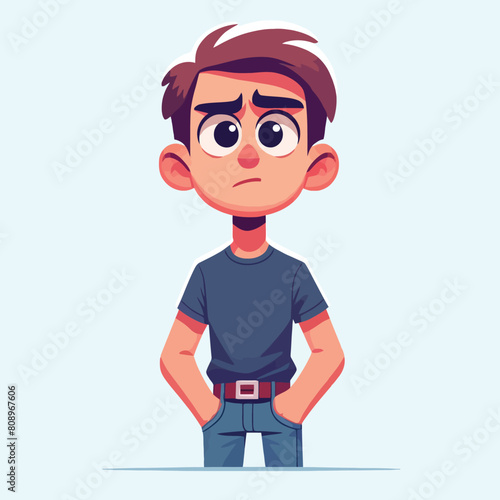 illustration of a standing person with an expression of doubt