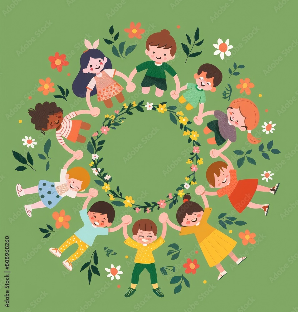 Happy childrens day celebration, vector graphic, AI generated Happy childrens day celebration, vector graphic, AI generated