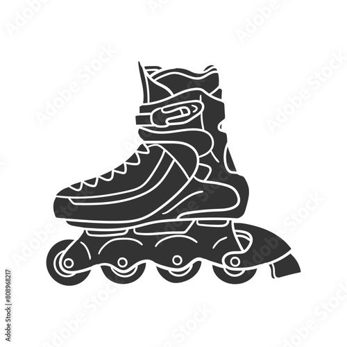 Roller Skate Icon Silhouette Illustration. Urban Sports Vector Graphic Pictogram Symbol Clip Art. Doodle Sketch Black Sign.
