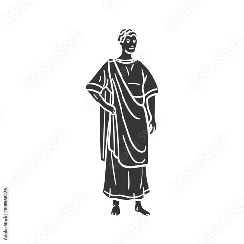 Roman Emperor Icon Silhouette Illustration. Ancient Vector Graphic Pictogram Symbol Clip Art. Doodle Sketch Black Sign.