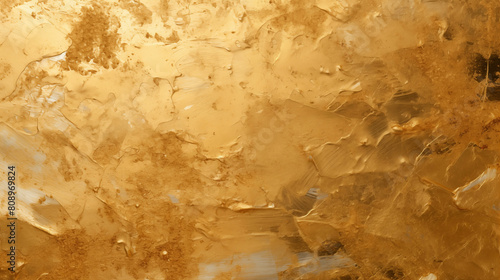 Elegant Golden Leaf Glistens on Luxurious Brown Surface in Abstract Painting