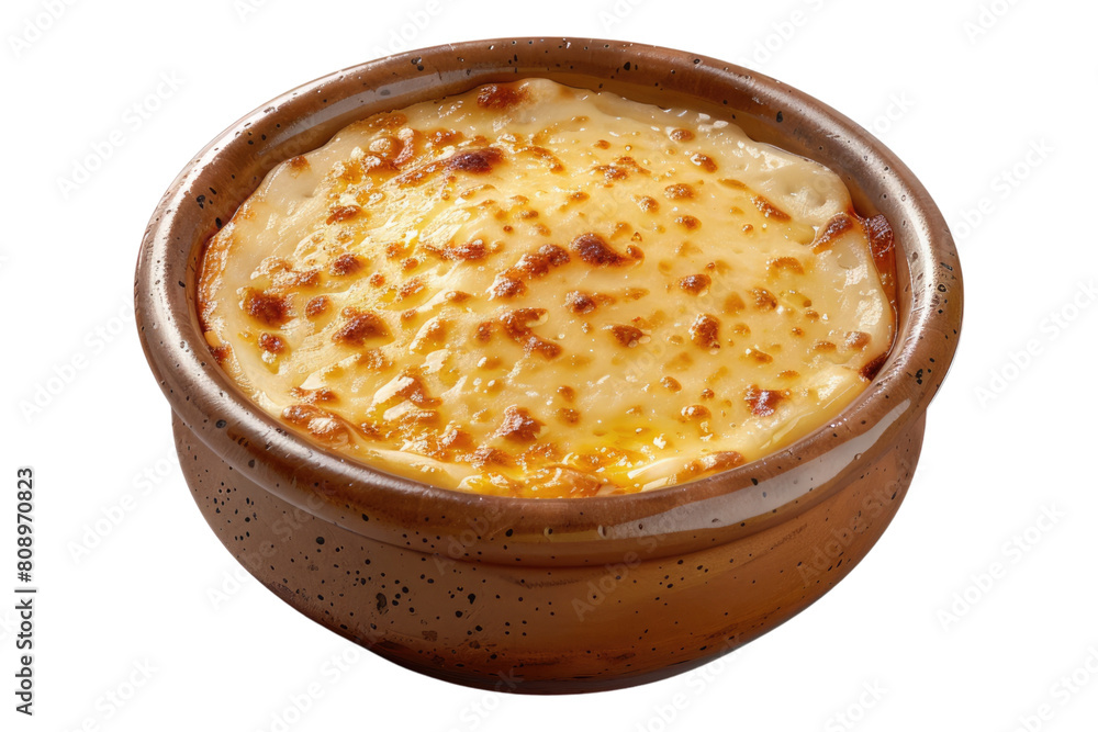 A ceramic dish filled with rich creamy isolated on transparent background A ceramic dish filled with rich creamy isolated on transparent background