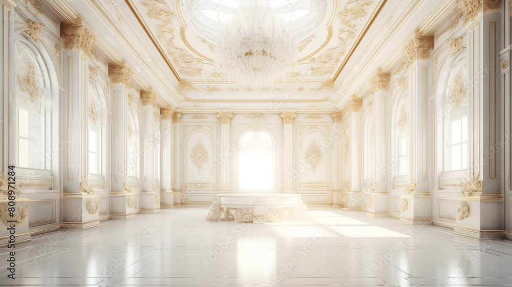 Palace Interior background. Luxury Interior of Royal Palace. White and ...