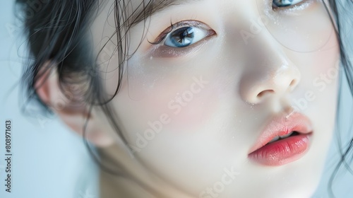 Flawless Korean Beauty:A Captivating Closeup Portrait