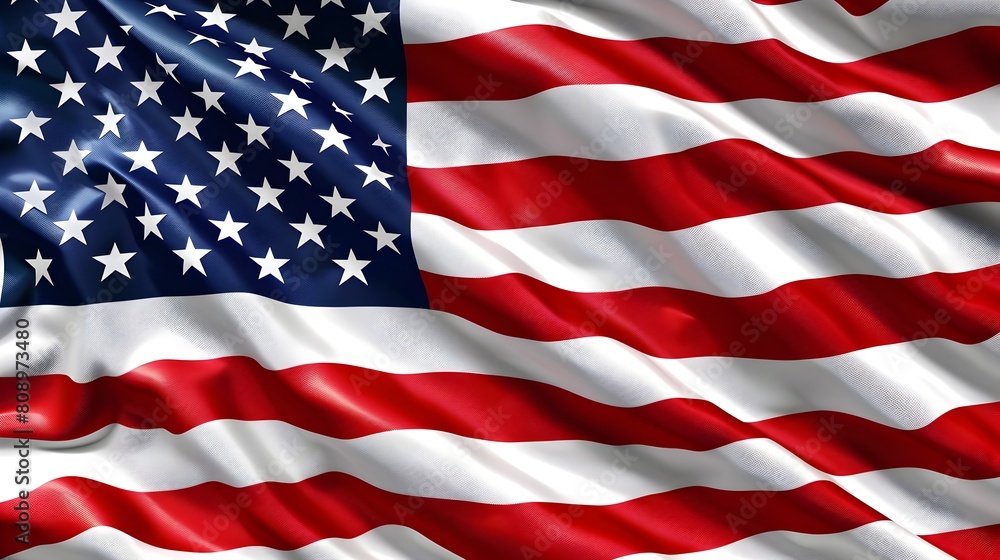 Waving American Flag Representing United States Patriotism and Freedom Waving American Flag Representing United States Patriotism and Freedom
