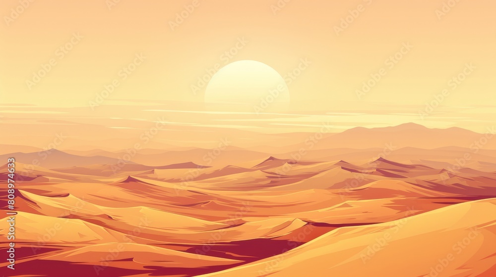 Summer vector illustration with beautiful background. Desert, sand, mountains, grass, cactus, sky, sun and clouds. Summer vector illustration with beautiful background. Desert, sand, mountains, grass, cactus, sky, sun and clouds.