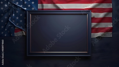 Elegant Navy Blue Frame with Iconic American Flag Elements