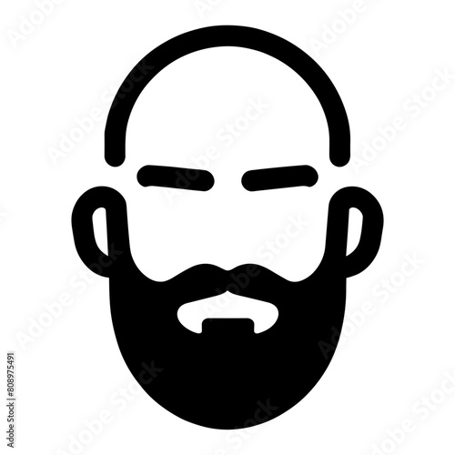 “Icon Of A Bald Person With Distinct Eyebrows, Closed Eyes, And A Full Beard And Mustache On A White Background.”