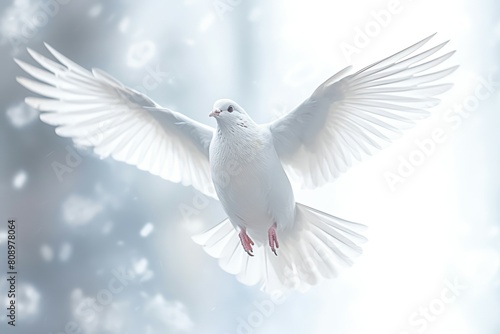realistic flying dove bird of faith and unity