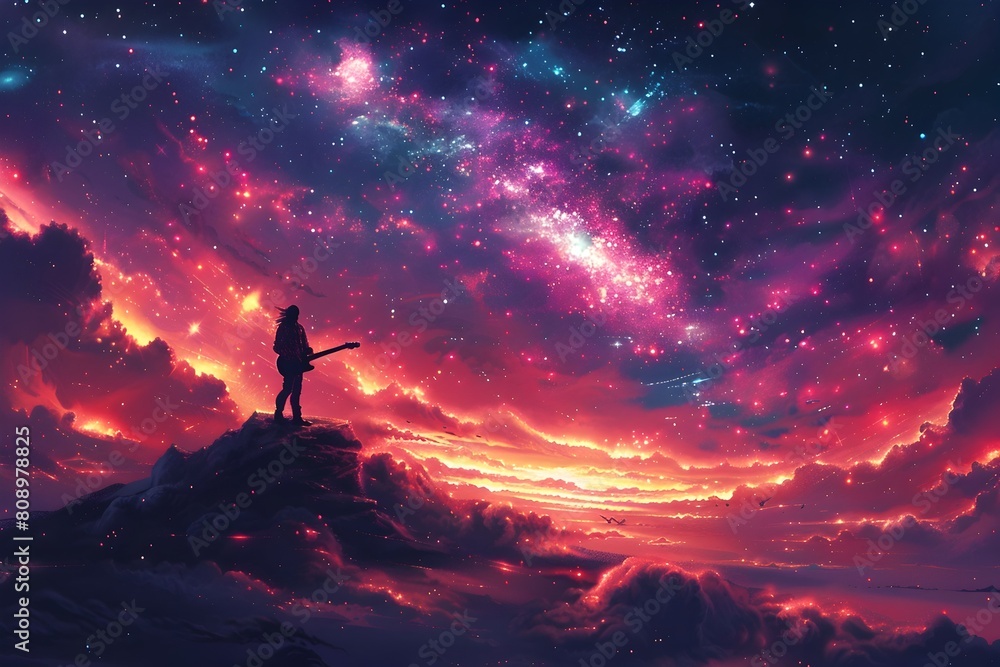 Fototapeta premium Cosmic Music Festival in Celestial Nebula Landscape