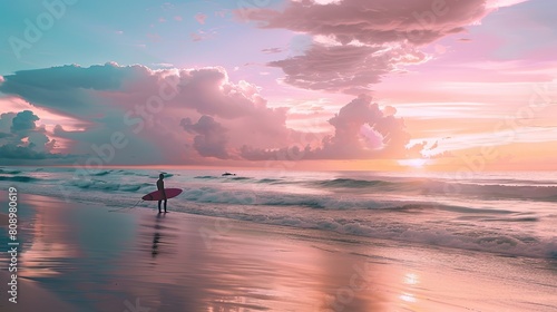 Serene Sunset at a Tropical Beach, Reflecting Calm Waters