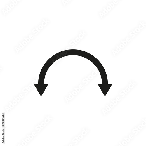 Dual semi circle arrow. Vector illustration. Semicircular curved long double ended arrow.