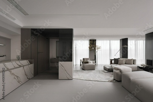 Modern interior design of living room 3D Rendering  living room  interior  architecture