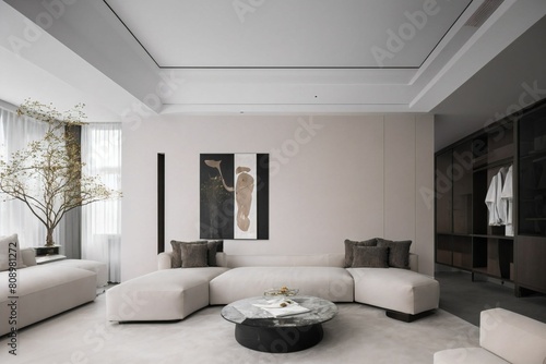 Modern interior design of living room 3D Rendering, living room, interior, architecture © 용재 노