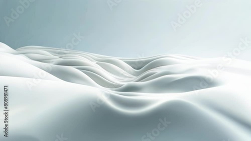 Elegant white fabric waves with soft shadows, serene backgrounds and texture displays. photo