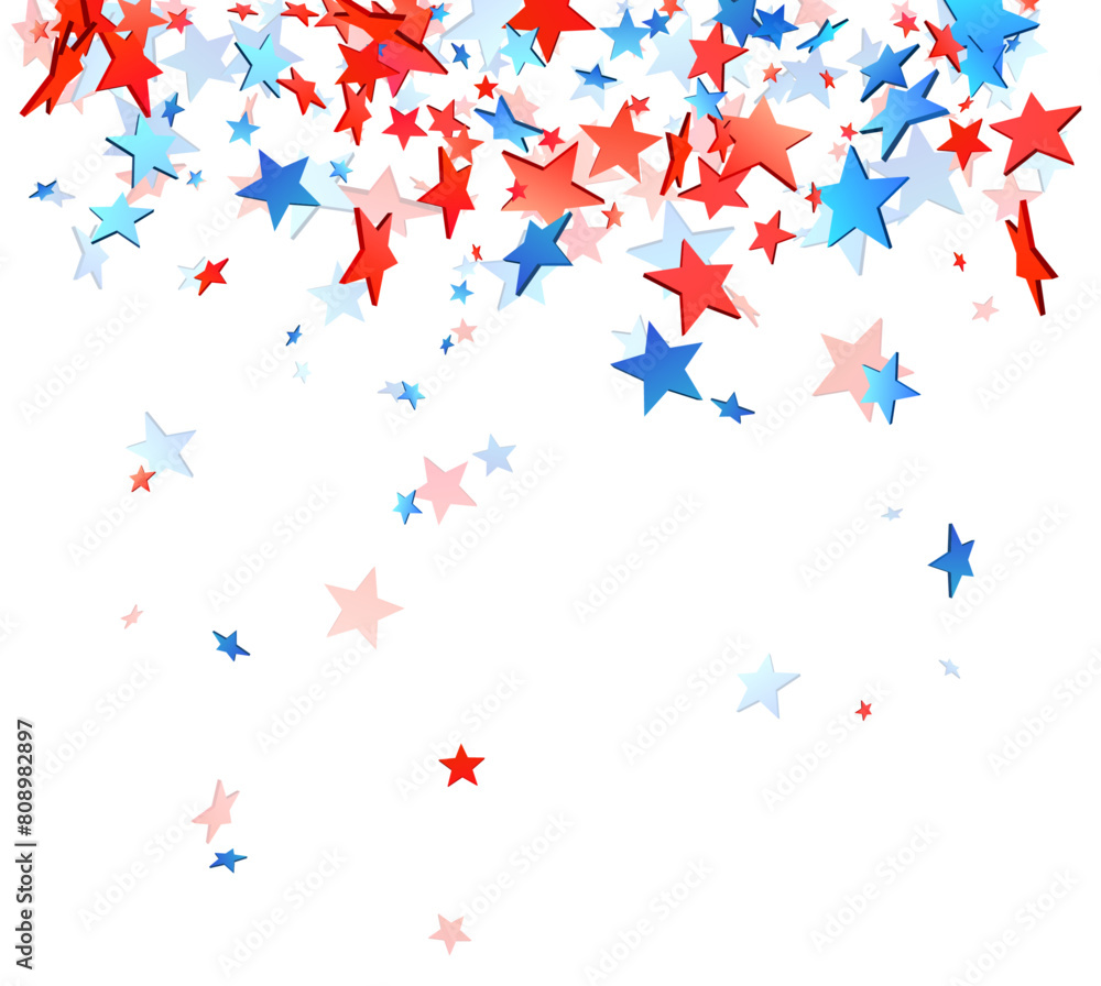 Patriotic Star Cascade on White Patriotic Star Cascade on White