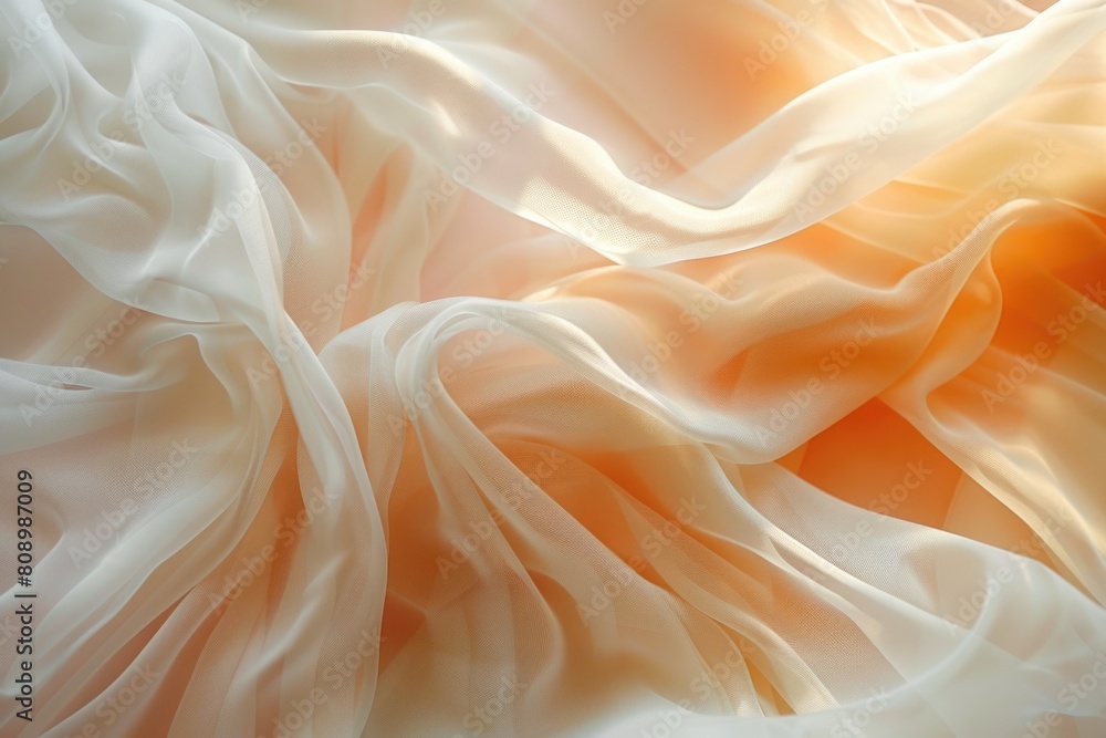 Elegant Soft Flowing Fabric in Warm Peach and Cream Tones with Graceful Folds