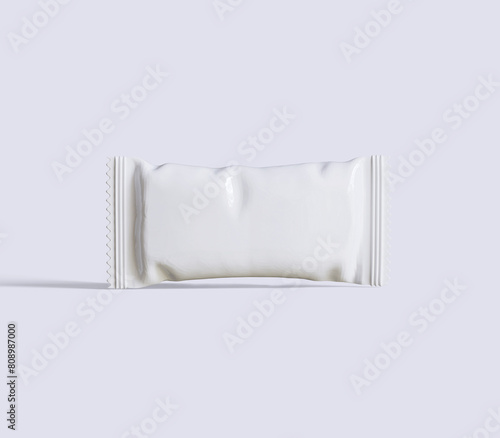 Protein bar packaging white color and realistic render on gray background
