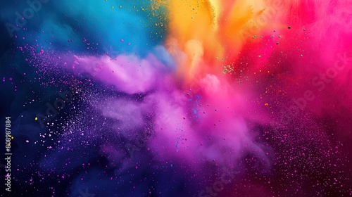 Tapeta dynamiczna, chmury z wybuchu kolorowego pyłu na święcie kolorów holi photo
