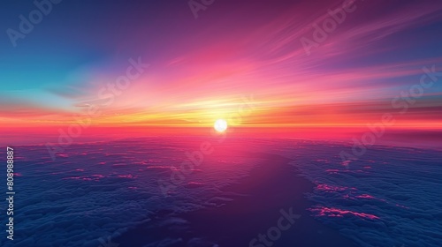 Sky Gradients Sunrise: A 3D illustration depicting the gradient of colors in the sky during sunrise