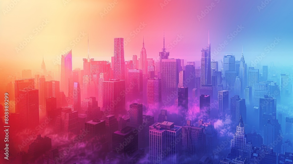 Urban Gradients Digital Art: A 3D illustration showcasing gradients in urban digital art