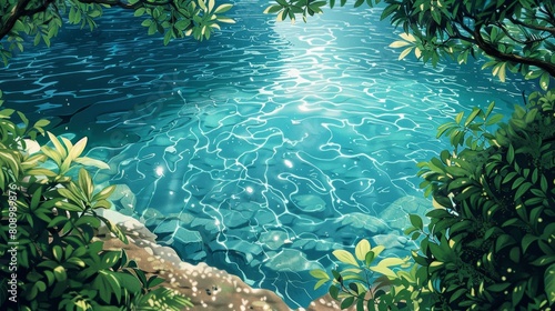 Water Gradients Lagoon  An illustration depicting gradients in a lagoon  with clear blue water