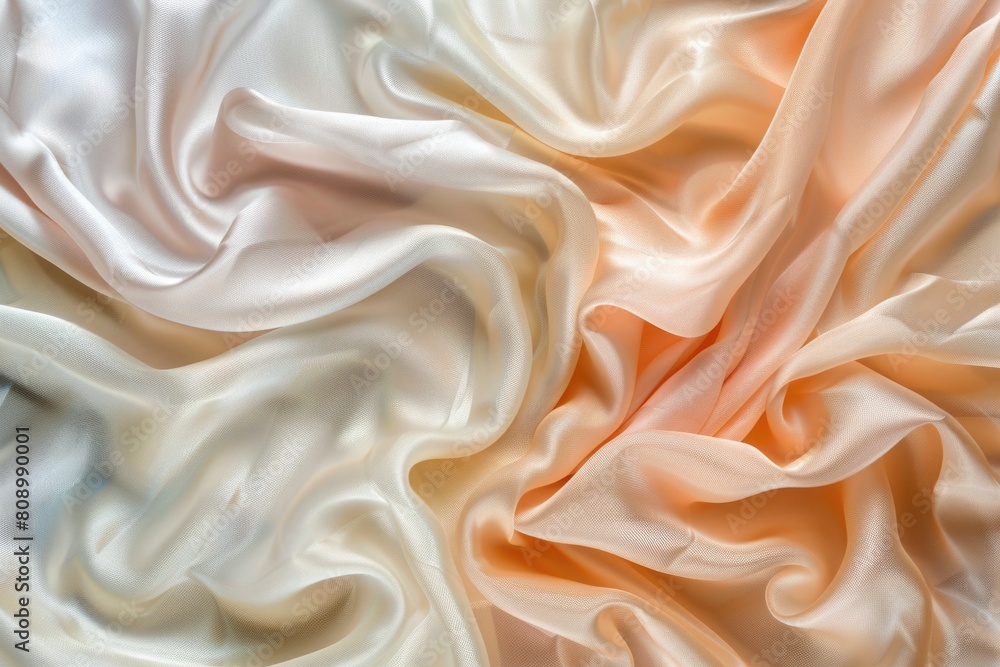 Elegant Abstract Background of Soft Flowing Silk Fabric in Cream and Peach Tones Elegant Abstract Background of Soft Flowing Silk Fabric in Cream and Peach Tones