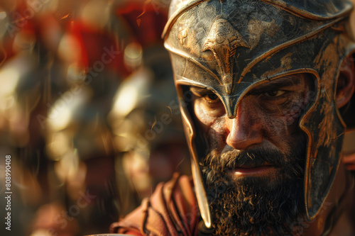 Ancient Greek Themistocles in his battle armor, an Athenian general. photo