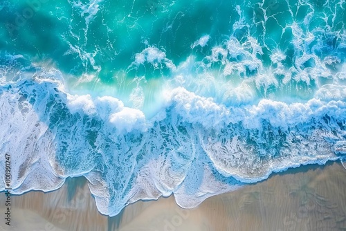 turquoise ocean waves from aerial perspective summer travel concept
