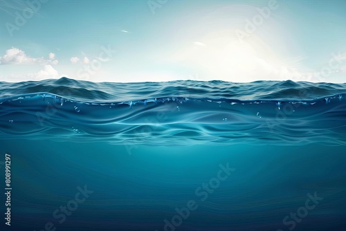 underwater seascape divided by waterline ocean depths and sunlit surface abstract illustration photo