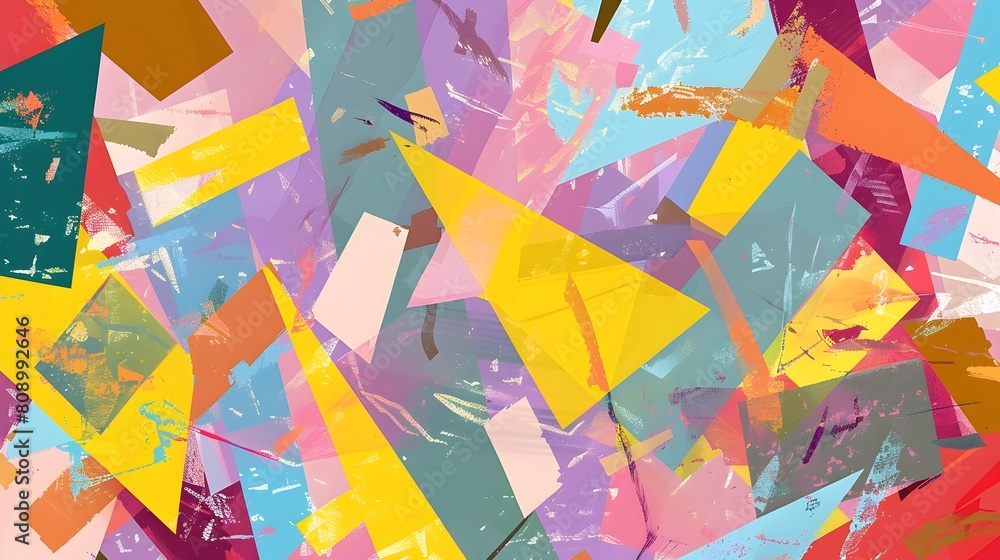 Fototapeta premium Vibrant Geometric Pastel Abstraction with Layered Shapes and Textures