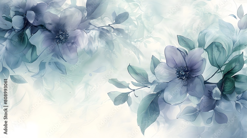 Soft and Dreamy Floral Composition in Shades of Green and Purple Soft and Dreamy Floral Composition in Shades of Green and Purple