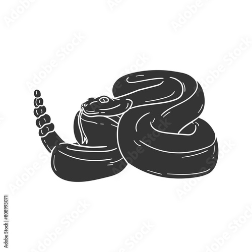 Rattlesnake Icon Silhouette Illustration. Sbake Vector Graphic Pictogram Symbol Clip Art. Doodle Sketch Black Sign. photo