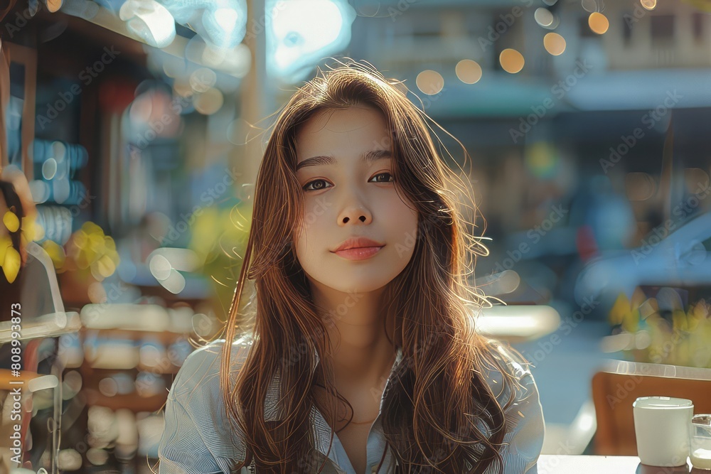 portrait of a office lady chilling at the terrace of the coffee shop dynamic angle, spring, summer, after work, break, portrait of a office lady chilling at the terrace of the coffee shop dynamic angle, spring, summer, after work, break,