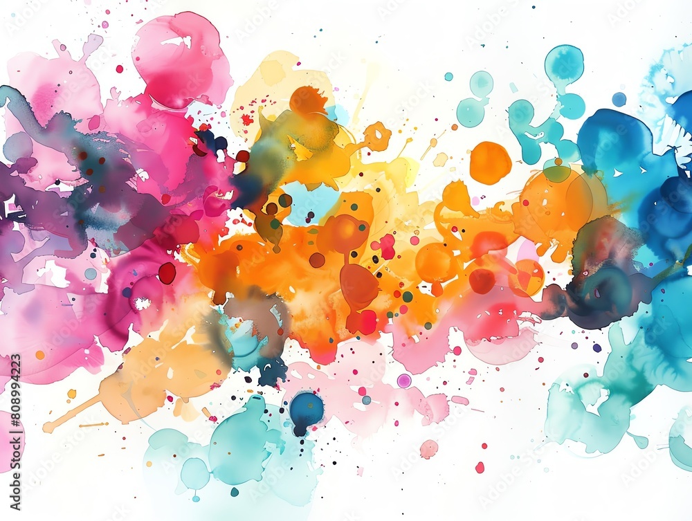 An abstract watercolor painting with vibrant colors