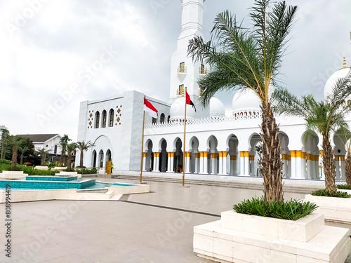 Selective focus. Sheikh Zayed Mosque is the largest mosque in the city of Surakarta. Replica of the Sheikh Zayed Grand Mosque in Abu Dhabi. Surakarta, Indonesia. photo