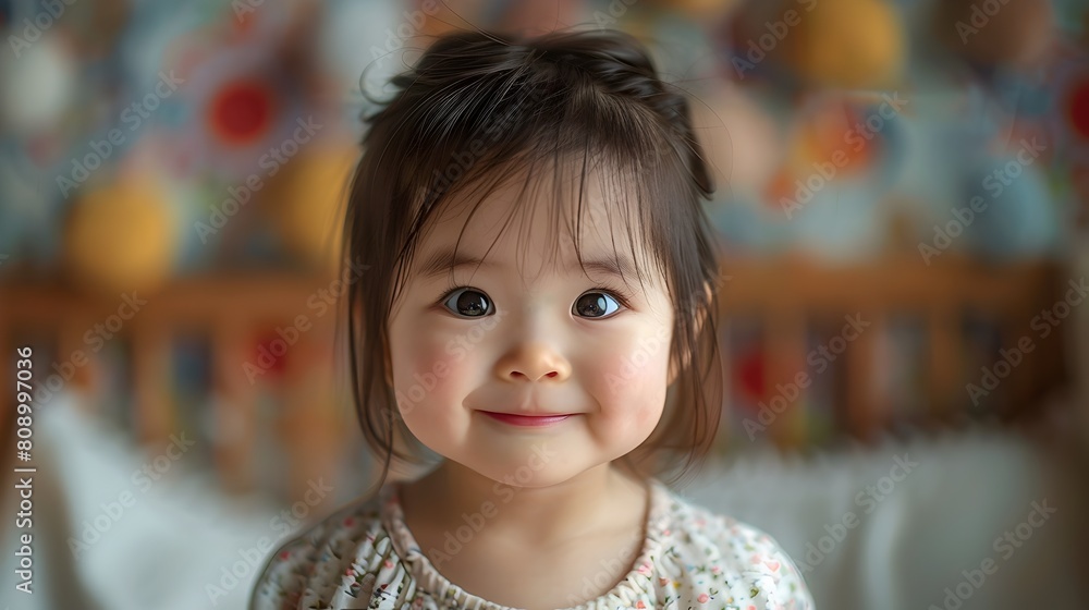Adorable Chinese Baby Girl in Cozy Home Setting with Traditional Decor Adorable Chinese Baby Girl in Cozy Home Setting with Traditional Decor