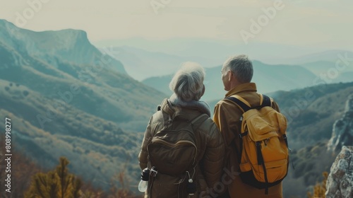 The fulfillment of an elderly couple documenting their travels and adventures through vlogs and travel blogs. © Patcharaphorn