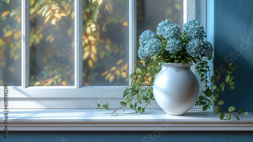 White window in Art Nouveau style  large clean apartment. texture background.  © Pha