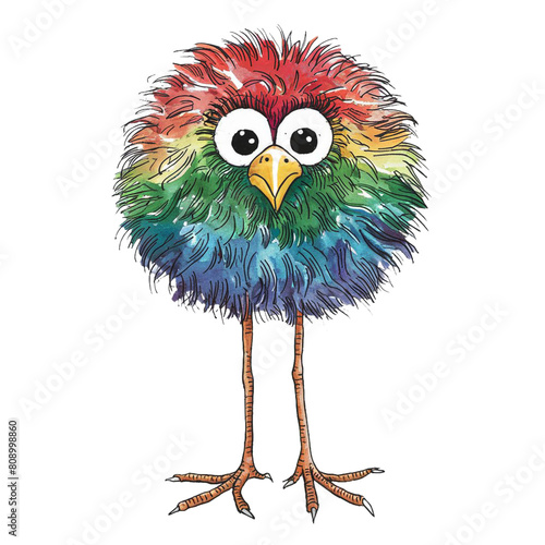 Exotic bird with extended beak and legs, on transparent background