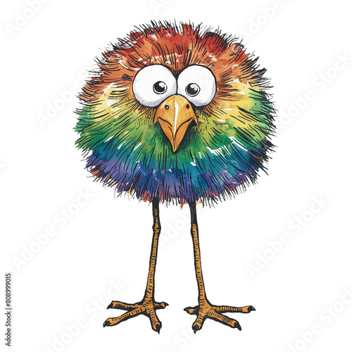 Exotic bird with extended beak and legs, on transparent background
