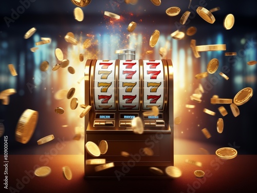 A Slot Machine Hits the Jackpot at a Casino at Night