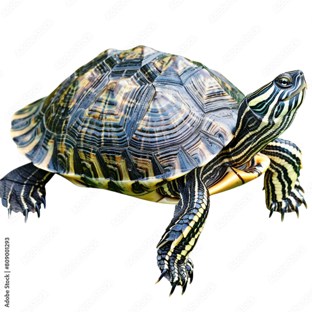 Obraz premium Realistic and full color vector of a sea turtle on a white background in a clean style. Vector.