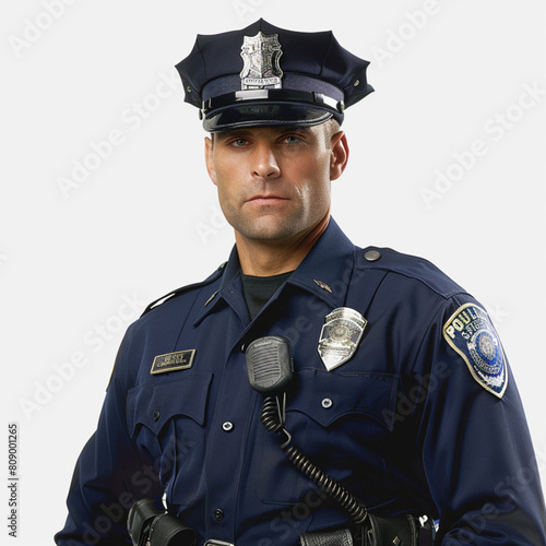 realistic Policeman Vector. Police officer on white background