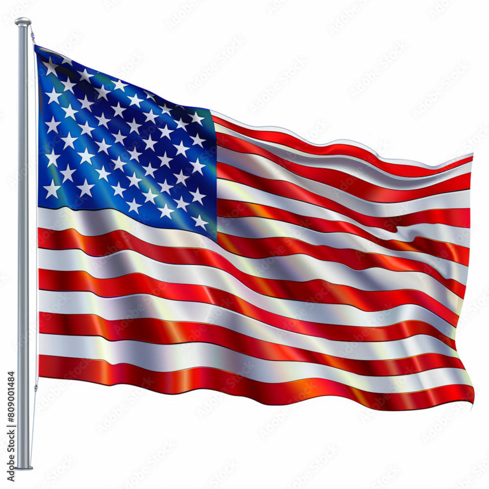 Obraz premium waving flag of the United States of America. wavy American Flag for Independence Day. American flag on white background - vector