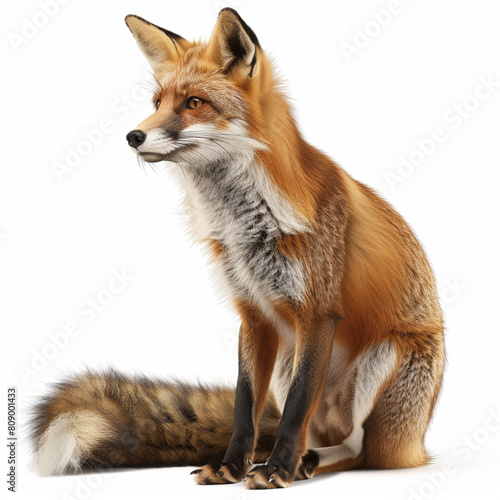 The red fox. Realistic vector carnivorous animal