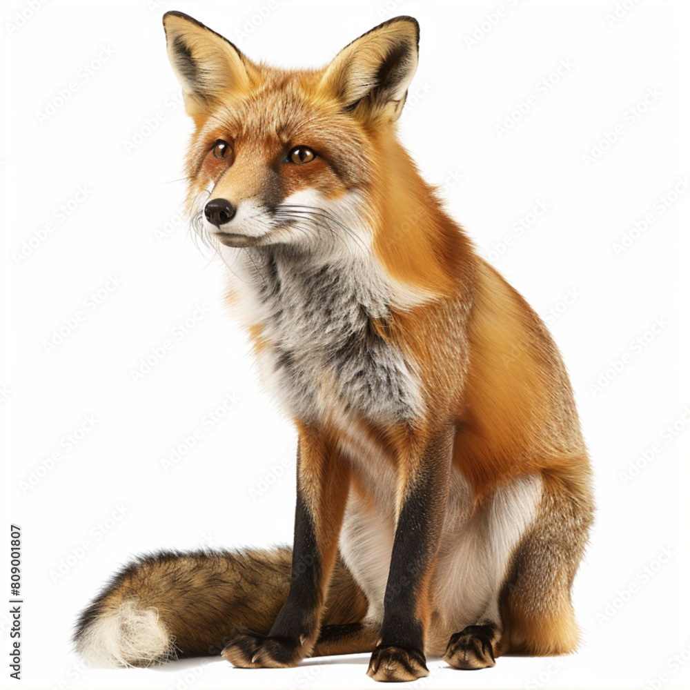 Fototapeta premium The red fox. Realistic vector carnivorous animal