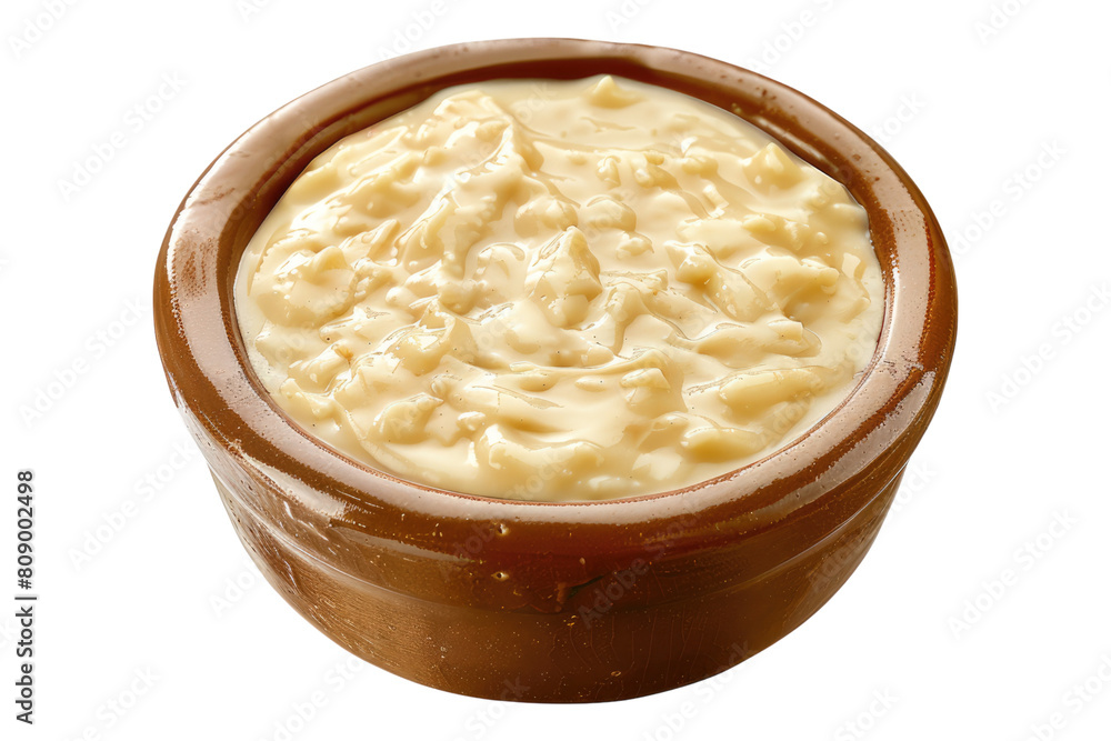 Ceramic dish filled with rich creamy isolated on transparent background Ceramic dish filled with rich creamy isolated on transparent background